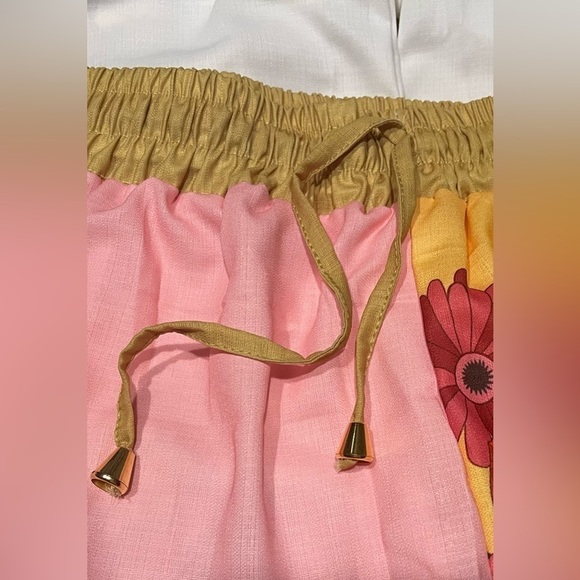 Bohemian Floral Print Shirt & Pants Cotton Linen Short Sleeve Two Piece Set - Picture 5 of 12